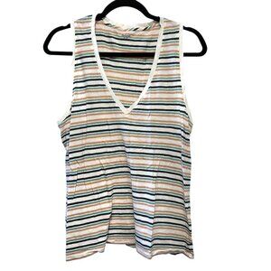 Madewell Multicolor Striped V-neck Sleeveless Cotton Tank Top XL